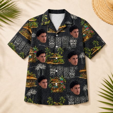 Tropical Island Aloha Shirt - Custom Face Dad Hawaiian Shirt, Upload Dad'S Photo