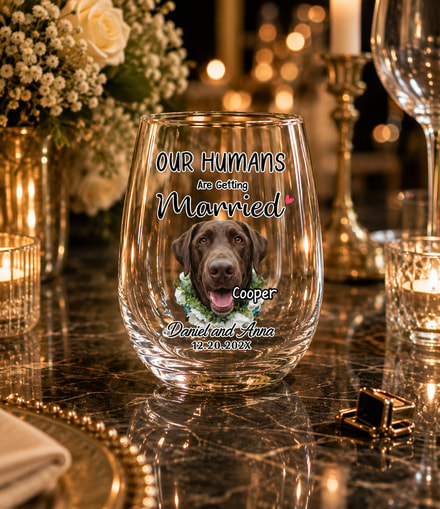 Our Humans Are Getting Married - Personalized Uv Printed Eggshell Glass Cup
