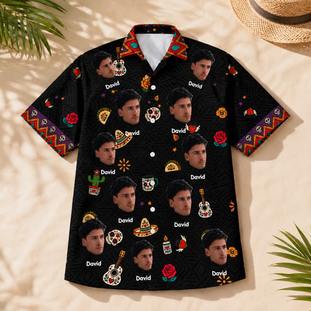 Personalized Mexican Shirt - Custom Dad Face Hawaiian Shirt, Upload Dad'S Photo And Name