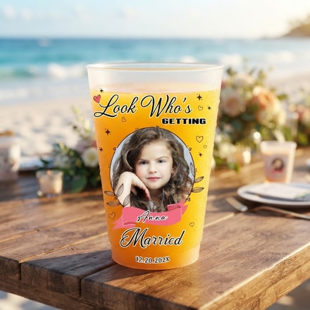 Personalized Bachelorette Frosted Cups - Custom Photo "Look Who'S Getting Married" Party Drinkware
