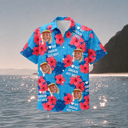 Personalized Wife Or Girlfriend Photo Hawaiian Shirt, Funny Hot Wife Gift, Romantic Beach Vacation Shirt, Custom Couple Gift