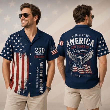250 Years We The People Hawaiian Shirt, 1776-2026, Patriotic Usa Flag Aop Hawaii Shirt, 4th Of July Gift, Kid