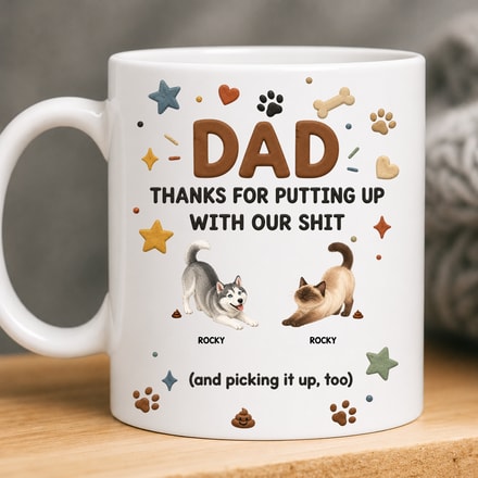 Custom 3d Inflated Effect Printed Mug - Personalized Father'S Day Gifts For Dog Lovers, Dog Dad And Mom - Fur Baby Chaos, Dad Approved