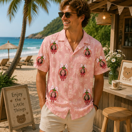 Personalized "Bunny Strawberry Pink" Aloha Shirt
