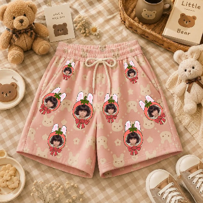 Personalized "Bunny Strawberry Pink" Swim Shorts