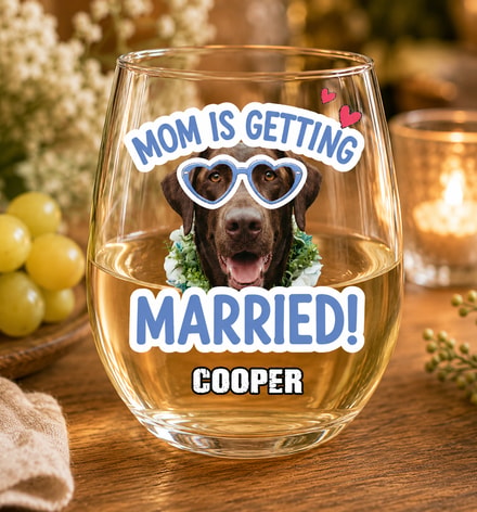 Personalized Dog Face Eggshell Glass Cups | Blue Coastal Bachelorette Favors