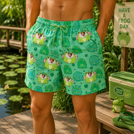 Personalized "Lucky Frog Green" Swim Shorts