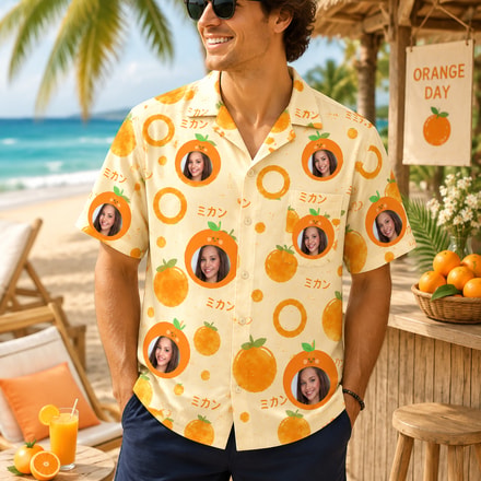 Personalized "Sweet Mikan Orange" Aloha Shirt