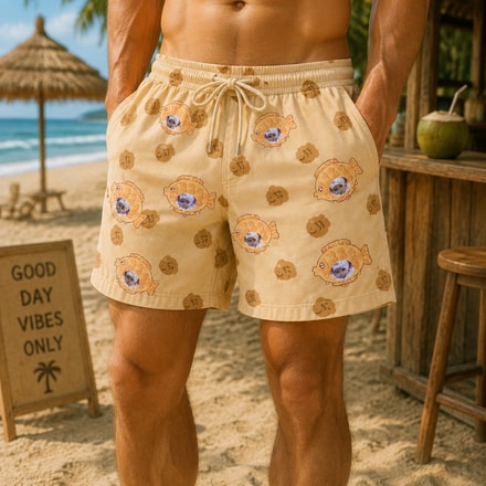 Personalized "Taiyaki Cream" Swim Shorts