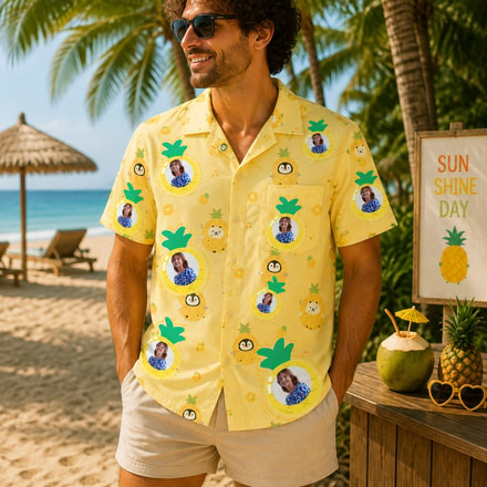 Personalized "Pineapple Vibes" Aloha Shirt