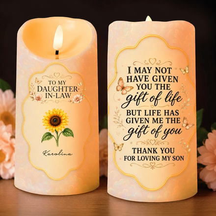 To My Daughter-In-Law Thank You For Loving My Son, Custom Led Candle, Gift For Daughter-In-Law