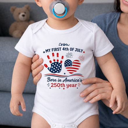 My First 4th Of July, Personalized Custom Baby Onesie, Gift For Kids