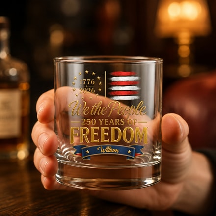 We The People Freedom, Personalized Whiskey Glass, Gift For Him