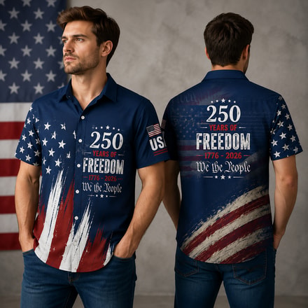 250 Years We The People Hawaiian Shirt 1776-2026, Patriotic Usa Flag Aop Hawaii Shirt, 4th Of July Gift