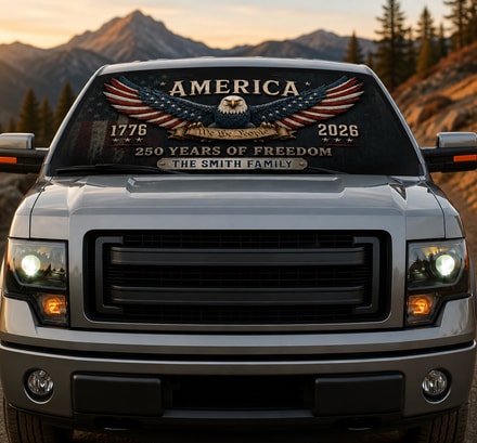 America 250 Years Of Freedom, Personalized Auto Sunshade, Usa Gift