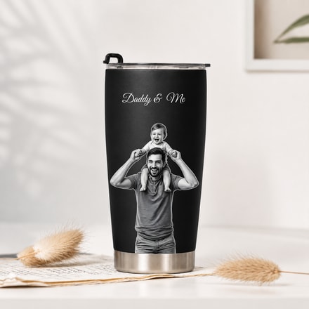 Custom Photo Sketch Art Father'S Day Gift For Dad, Husband, Grandpa - Personalized Tumbler Cup