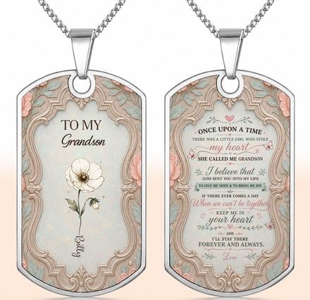 To My Granddaughter Flower Necklace, Dog Tag Necklace, Gift For Her