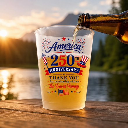 America Anniversary Personalized Frosted Cups, Gift For Family Reunion