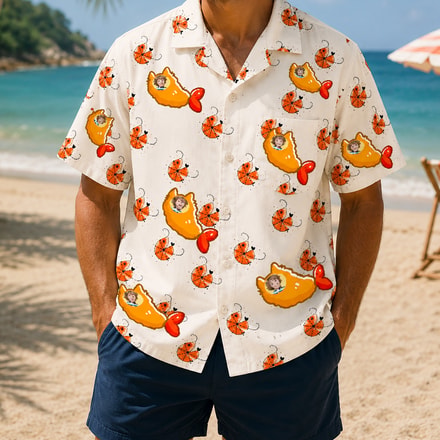 Personalized "Tempura Shrimp White" Aloha Shirt