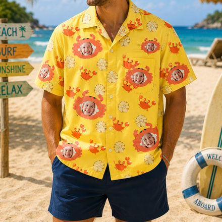 Personalized "Sunny Little Crab" Aloha Shirt