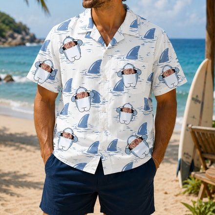 Personalized "Shark Bay White" Aloha Shirt