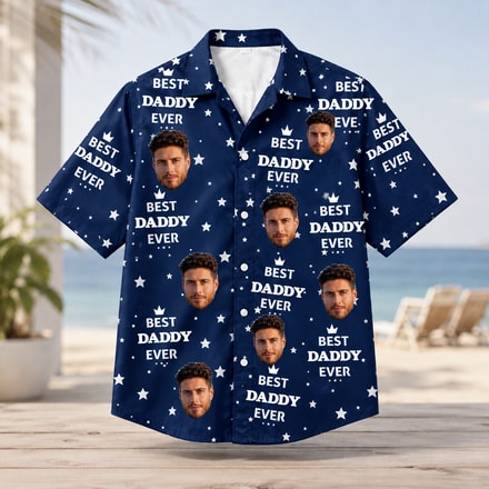 Best Dad Ever Hawaiian Shirt - Custom Face Portrait And Name, Personalized Gift For Father