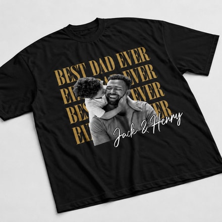 Custom Photo Best Dad Ever Ever Ever Vintage - Personalized T Shirt
