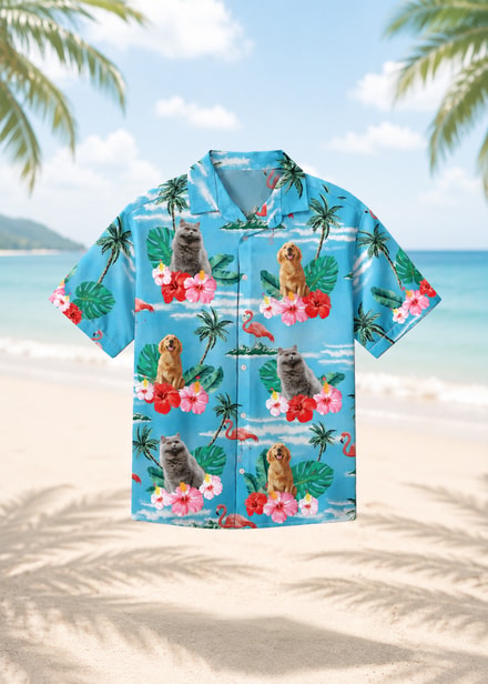 Tropical Pet Hawaiian Shirt Personalized Dog And Cat Faces Vacation Shirt