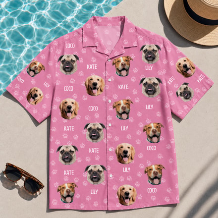 Personalized Dog Face Hawaiian Shirt, Custom Pet Photo & Name Aloha Shirt, Tropical Dog Lover Gift, Custom Hawaiian Shirt For Men & Women