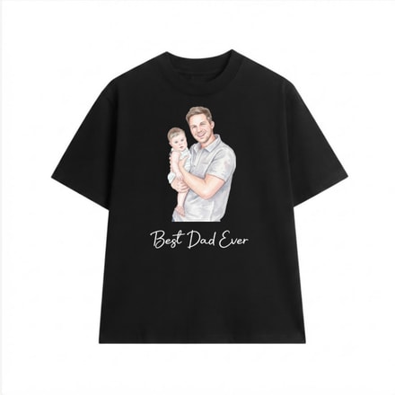 Custom Photo Pencil Sketch Best Dad Ever - Personalized T-Shirt