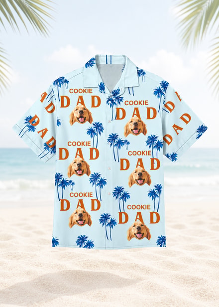 Custom Dog Face Hawaiian Shirt Personalized Dog Photo Dad Vacation Shirt
