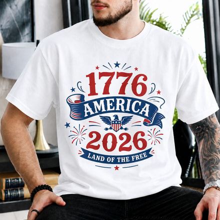 Patriotic America 1776-2026 Land Of The Free T-Shirt, 250 Year Independence Day Celebration Tee