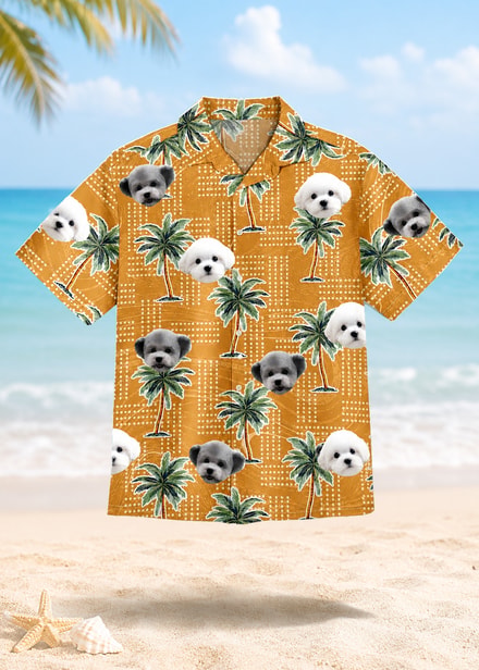Custom Dog And Cat Face Hawaiian Shirt Personalized Pet Photo Tropical Vacation Shirt