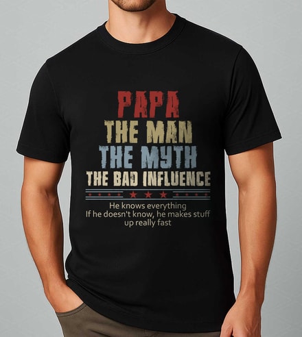 Papa The Man The Myth The Bad Influence Ver 2 - Personalized Shirt