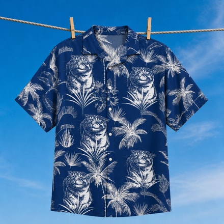 Custom Pet Portrait Hawaiian Shirt – Sophisticated White Sketch Art Style