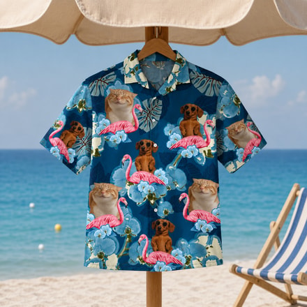 Tropical Pet Aloha Shirt – Custom Dog & Cat Face Hawaiian Vacation Shirt