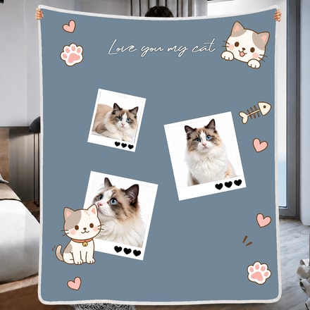 Custom Dog Photo Blanket | Personalized Gift With Picture For Pet Owner, Lover, Dog Mom, Cat Mom, Dog Dad, Cat Dad | Blanket
