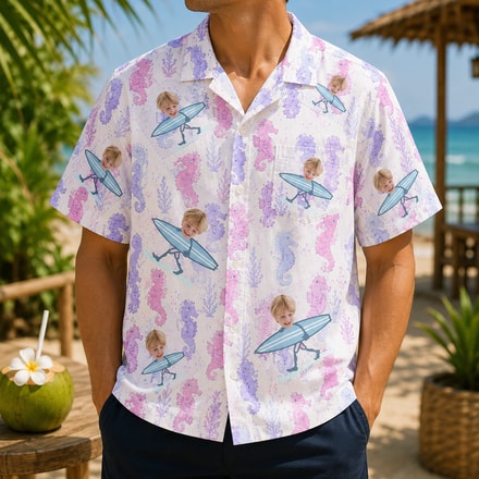 Personalized "Seahorse Surf" Aloha Shirt