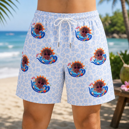 Personalized "Sunny Beach Wave" Swim Shorts