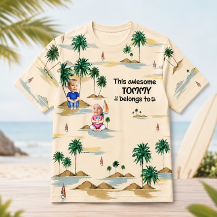 This Awesome Dad / Mom Belongs To Custom T-Shirt - Personalized Kids Face Photo And Dad'S Or Mom'S Name