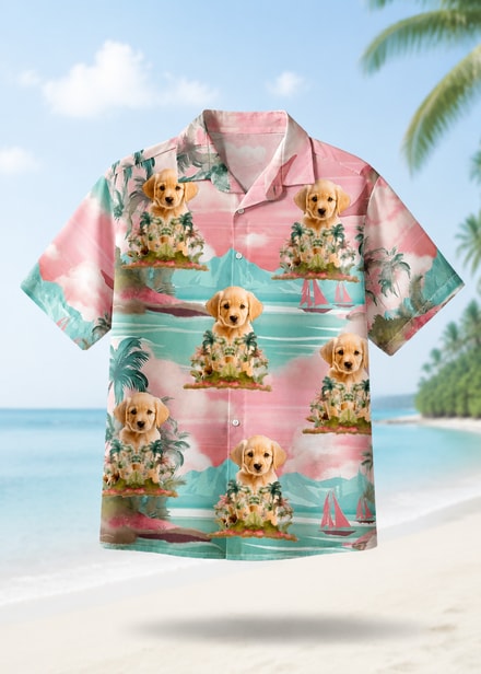 Custom Pet Hawaiian Shirt Personalized Dog Photo Tropical Vacation Shirt