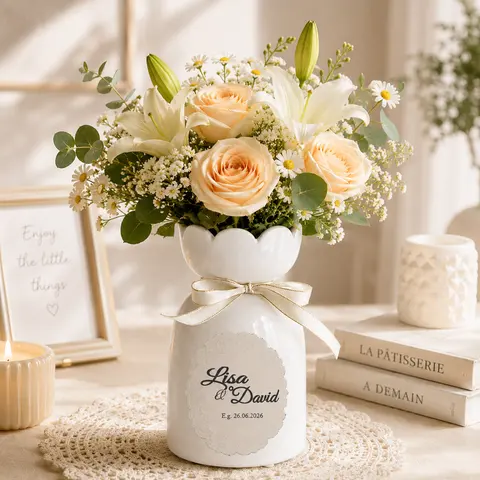 Personalized Wedding Vase Custom Names Date Ceramic Flower Vase Gift