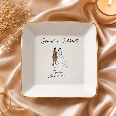 Personalized Wedding Plate, Custom Couple Names Dish, Wedding Keepsake Plate, Bride And Groom Gift, Anniversary Memory Plate