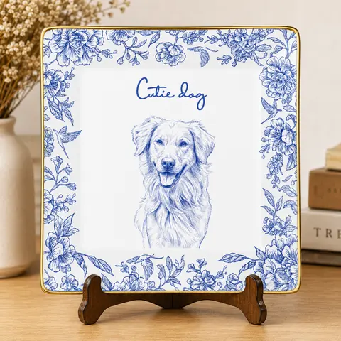 Custom Photo Pencil Sketch Pet Photo - Personalized Ring Dish