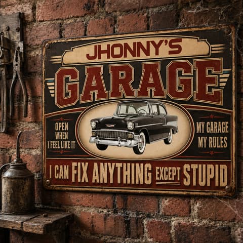 My Garage My Rules I Can Fix Anything Except Stupid - Personalized Metal Sign