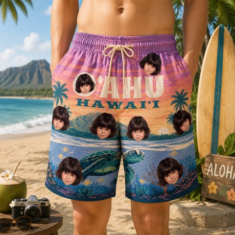 Personalized "O'Ahu Hawai'I" Swim Shorts