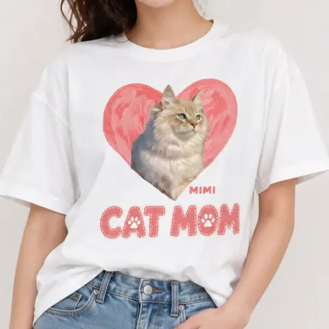 Personalized Mother'S Day Gifts,Cat Mom Dog Mom Personalized Custom Photo Cat Dog Shirt