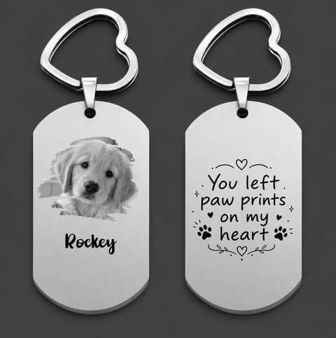 Sympathy Quotes Pet Metal Keychain, Pet Photo Engraved Keychain, Pet Loss Gift