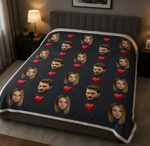 Custom Photo Family Blanket - Personalized Custom Blanket - Gift For Family Members, Mom, Dad