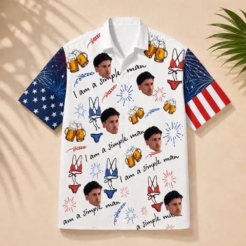 I Am A Simple Man Hawaiian Shirt - Custom Face Photo Shirt, Personalized Tropical Button Up